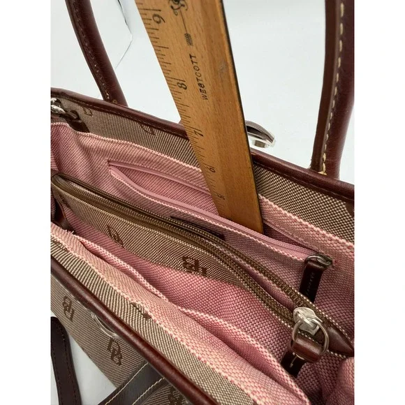 Dooney & Bourke Small Double Handle Tote Monogram Canvas Leather Brown HK51Q BN - Picture 6 of 12